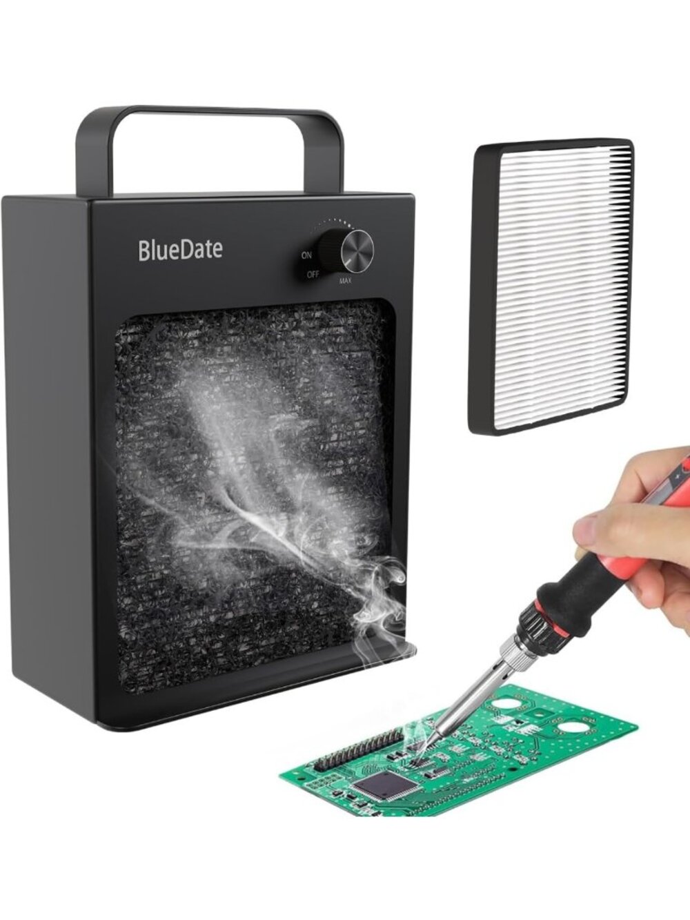 HEPA Solder Fume Extractor Fan - Smoke Absorber for DIY, Jewelry & Engraving